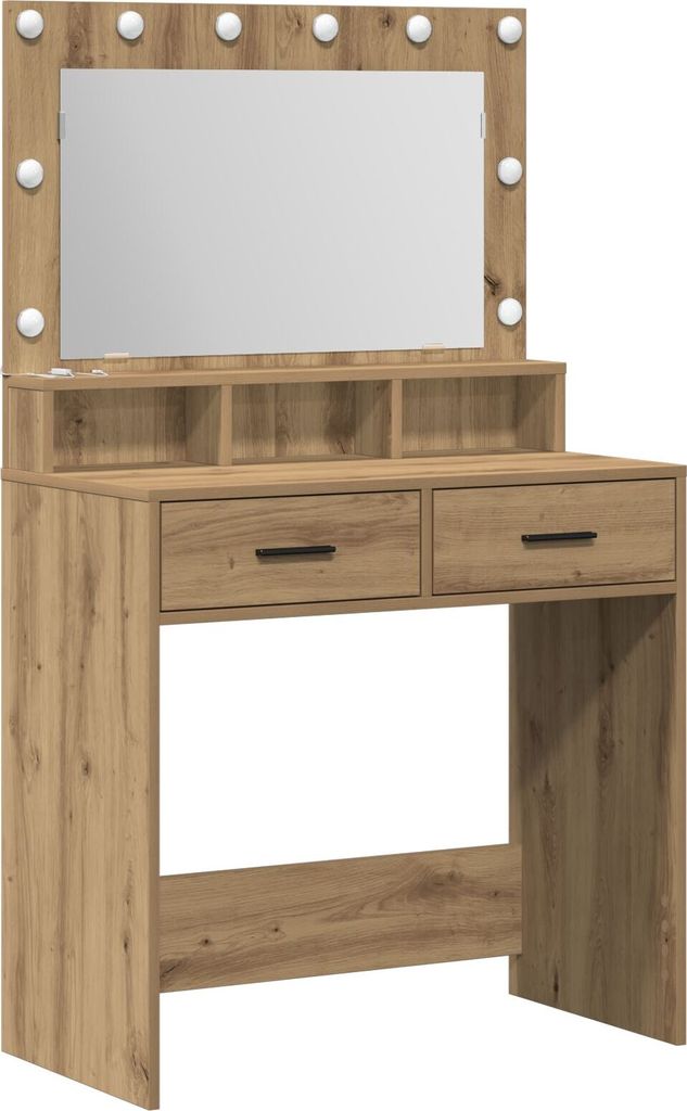 Möbel Schminktisch mit LED-Leuchten Artisan Eiche 79x41x135 cm - Schminktische 865090