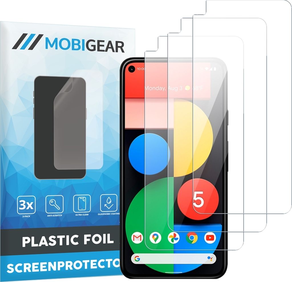 Mobigear Google Pixel 5 Displayschutz Schutzfolie - Hüllenfreundlich (3er Pack)