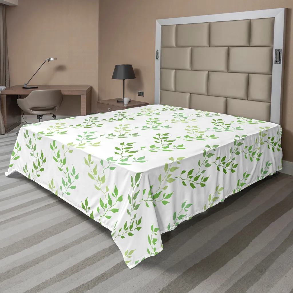 Lenzuolo Matrimoniale 275x260 Verde ABAKUHAUS - Motivo Ulivo Etnico