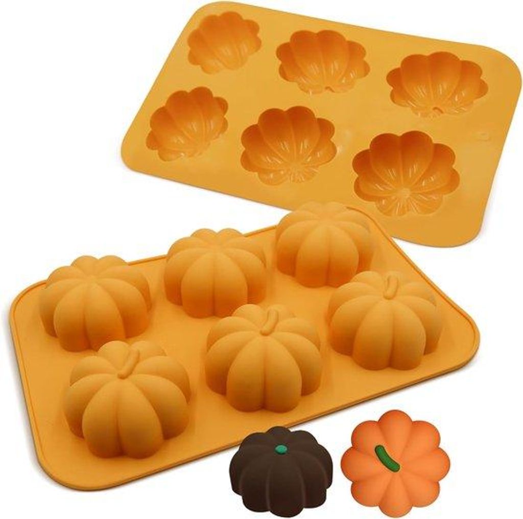 Silikon-Pomponen für Halloween- und Herbst-Dekoration - 6-teilige Set für Seifenblasen und Kerzen - ideal für Muffin- und Torte-Verzierung - 2 S...