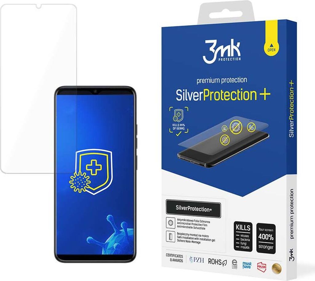 3mk Display Antimikrobielle Schutzfolie SilverProtection+ für Tecno Spark Go 2023 0,21mm Self-Heal