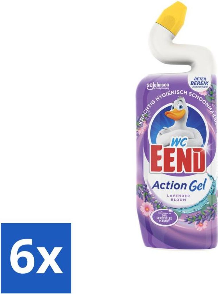 WC Ente - Aktionsgel Lavendelblüte - Toilettenreiniger - Frisch & Kraftvoll - 750 ml - Vorteilspack - 6 Stücke