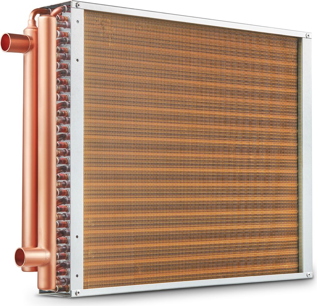 VEVOR Wärmetauscher Wasser-Luft, 45,72 x 50,8 cm mit 3-reihigen 9,53 mm Kupferanschlüssen, 242 Aluminiumlamellen Wärmetauscher für Holzöfen, H...