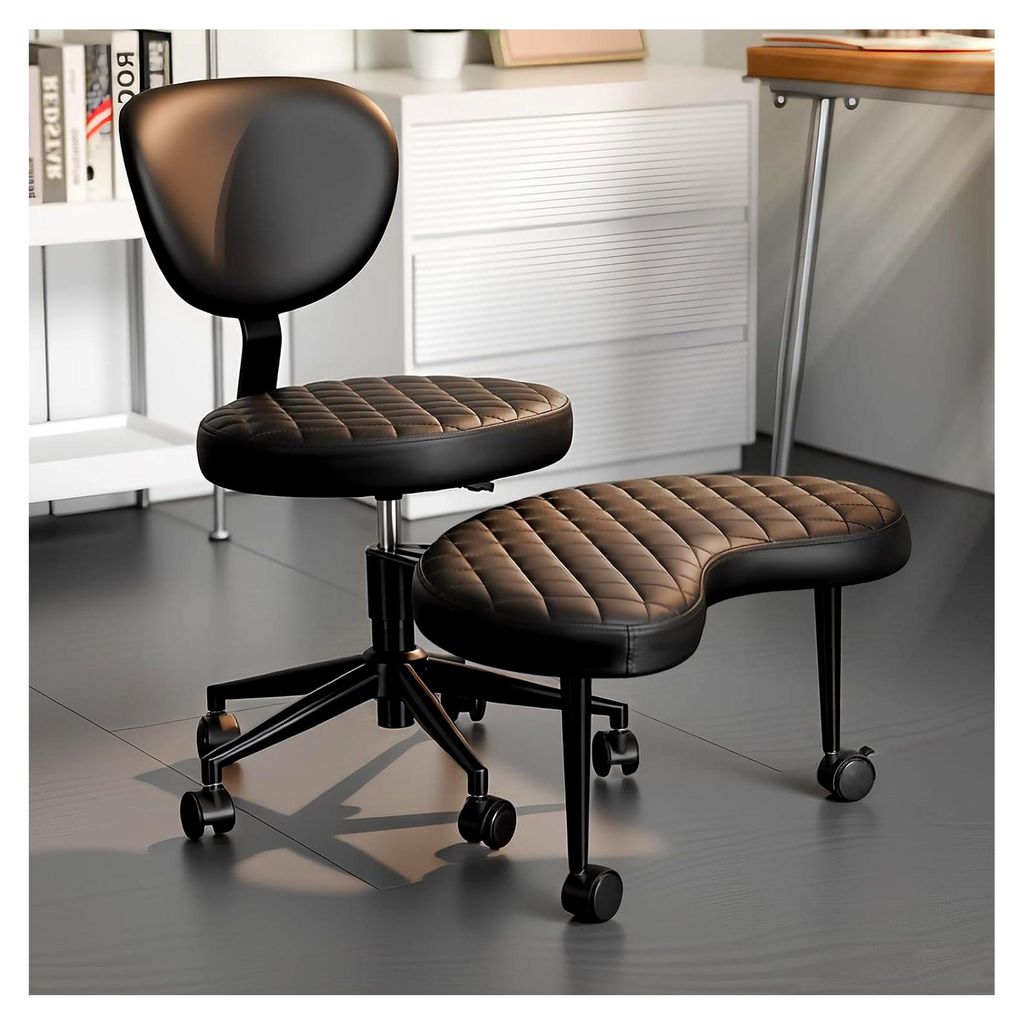 Bürostuhl mit Kreuzbeinen, 360° drehbar, ergonomischer Kniestuhl, Schreibtischstuhl mit verstellbarer Höhe, Meditationsstuhl mit Rückenstütze,...