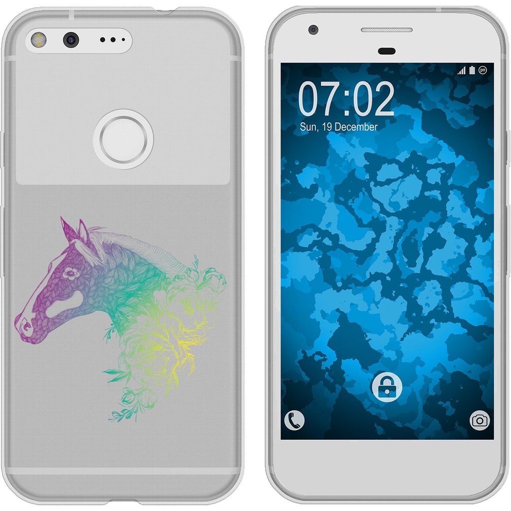 PhoneNatic Case kompatibel mit Google Pixel Silikon-Hülle Floral Pferd M5-4