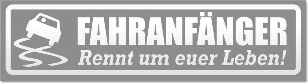 Kiwistar - Autoaufkleber - Grau - 30 x 8 cm - Fahranfänger rennt Leben V2 invertiert - Hinweis Aufkleber Sticker für Auto, Kfz, Fahrrad, PKW, LKW