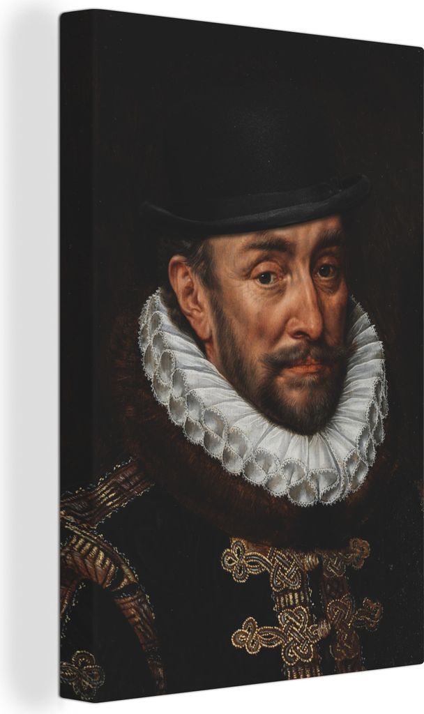 OneMillionCanvasses - Leinwandbilder - 90x140 cm, Wilhelm von Oranien - Adriaen Thomasz - Hut, Wandbilder Kunstdruck Wanddekoration - Foto auf Le...