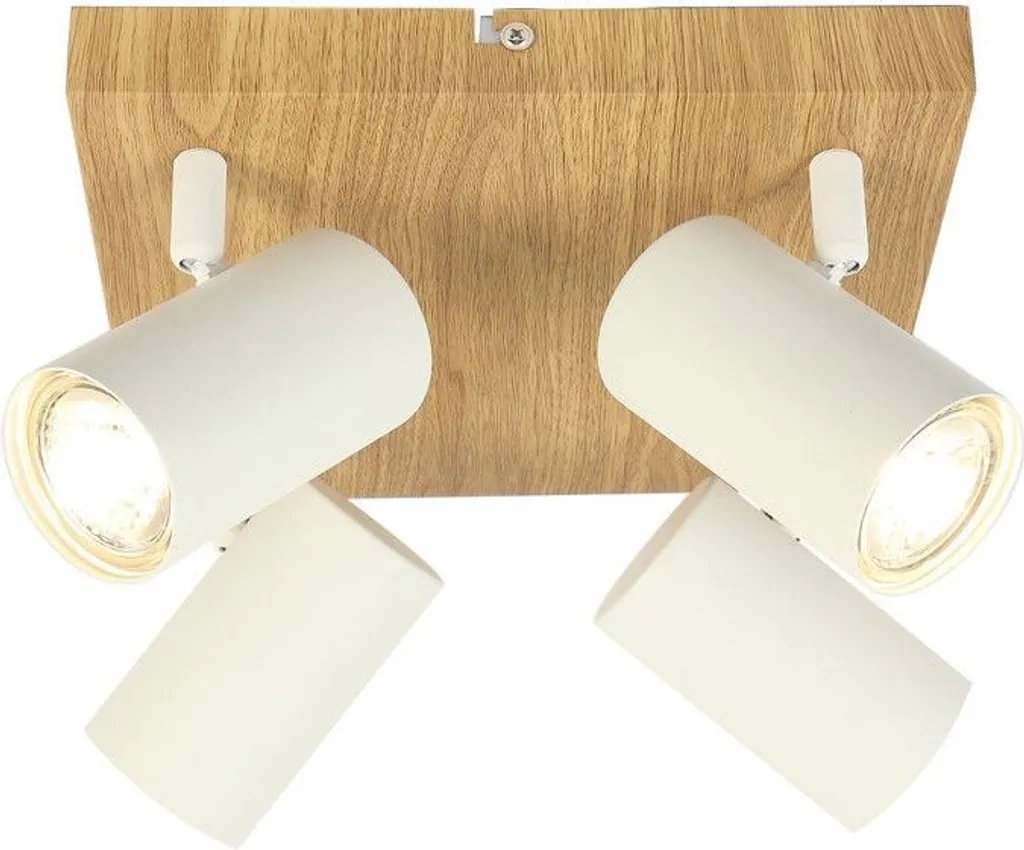 Luminaire de plafond 4 spots bois clair Quentin pour éclairage séjour