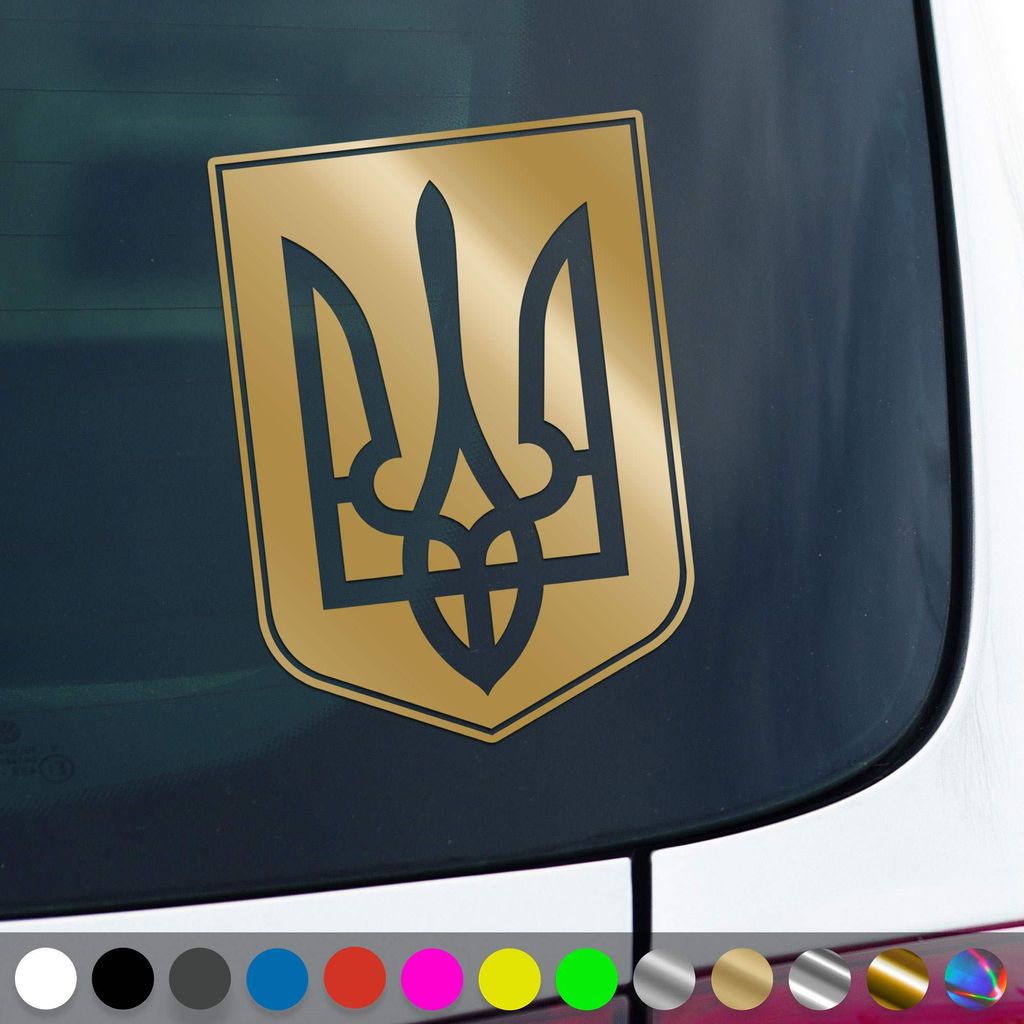 PantherPixel Ukraine Aufkleber Wappen Flagge Fahne Ukraini Sticker Auto Geschenkidee Farbe Gold