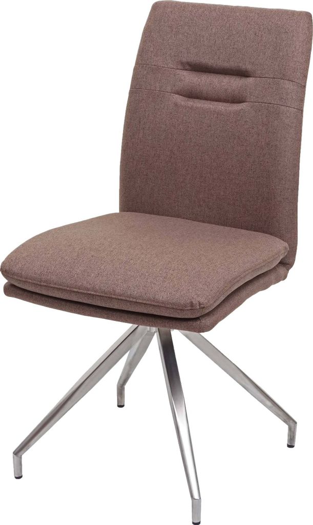 Esszimmerstuhl MCW-H70, Küchenstuhl Lehnstuhl Stuhl, Stoff/Textil Edelstahl gebürstet braun