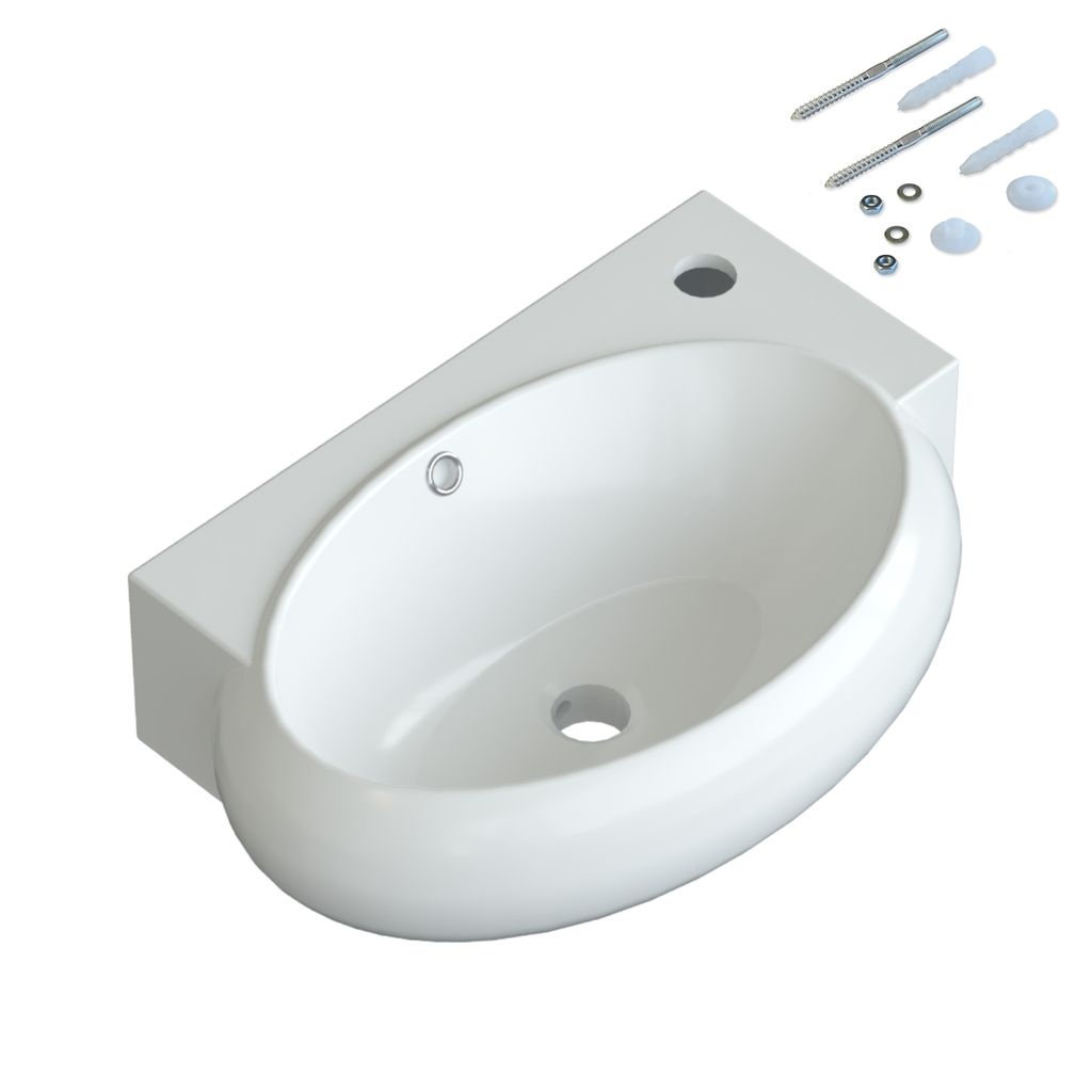 Waschbecken Aufsatzwaschbecken oval aus Keramik Weiß mit Produktbild 