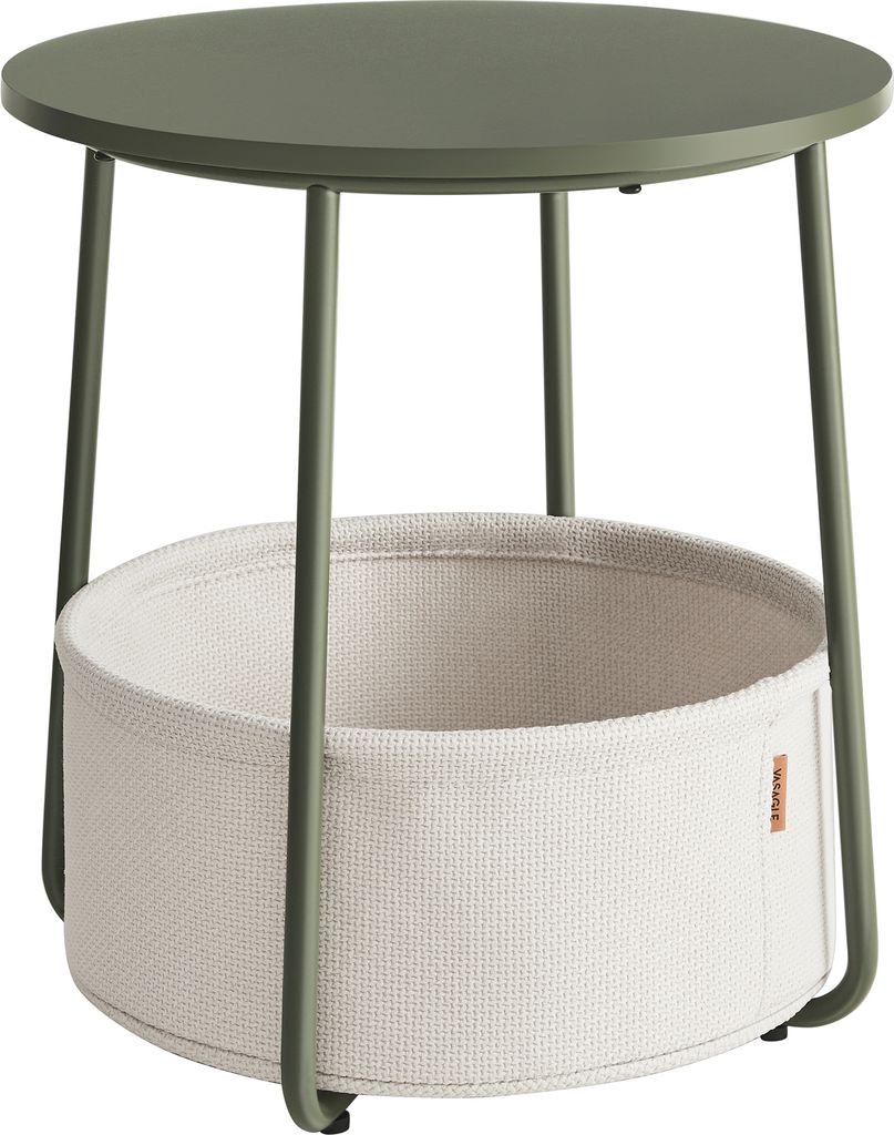 VASAGLE Beistelltisch, rund, mit Korb, Ø45 cm, Produktbild 