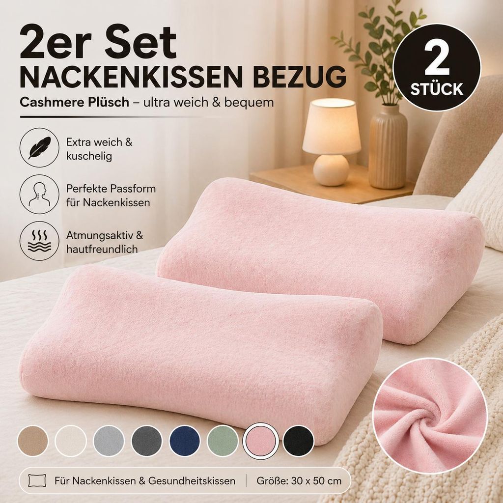 2er Set Nackenkissen Bezug 40–45 x 60–65 cm – Cashmere