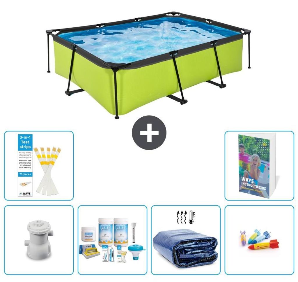 Exit Pool Rechteckig - 220x150x65 cm - 7-teilig S282