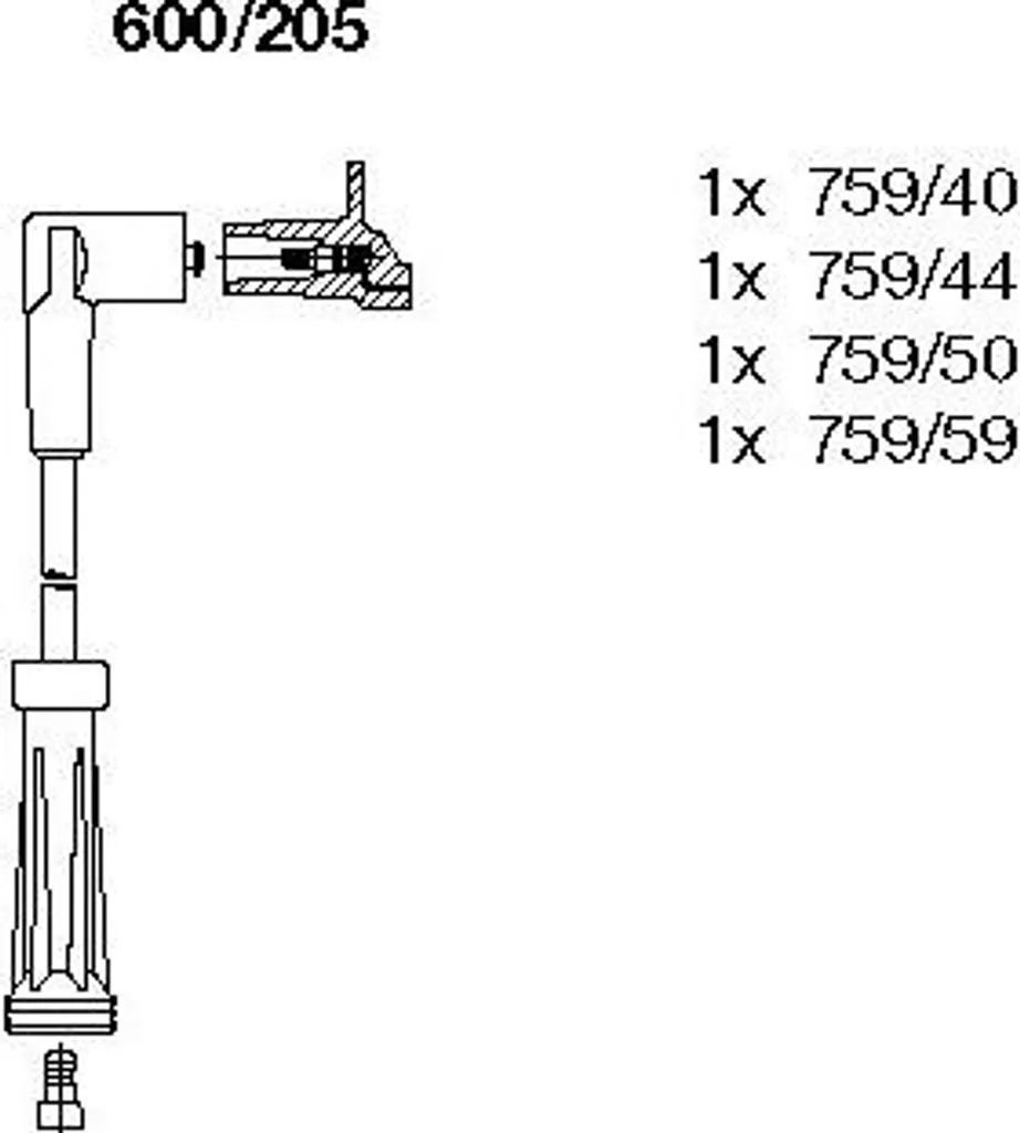 BREMI 600/205 Set cavi accensione OE 7700107662 compatibile con Twingo, Kangoo, Clio