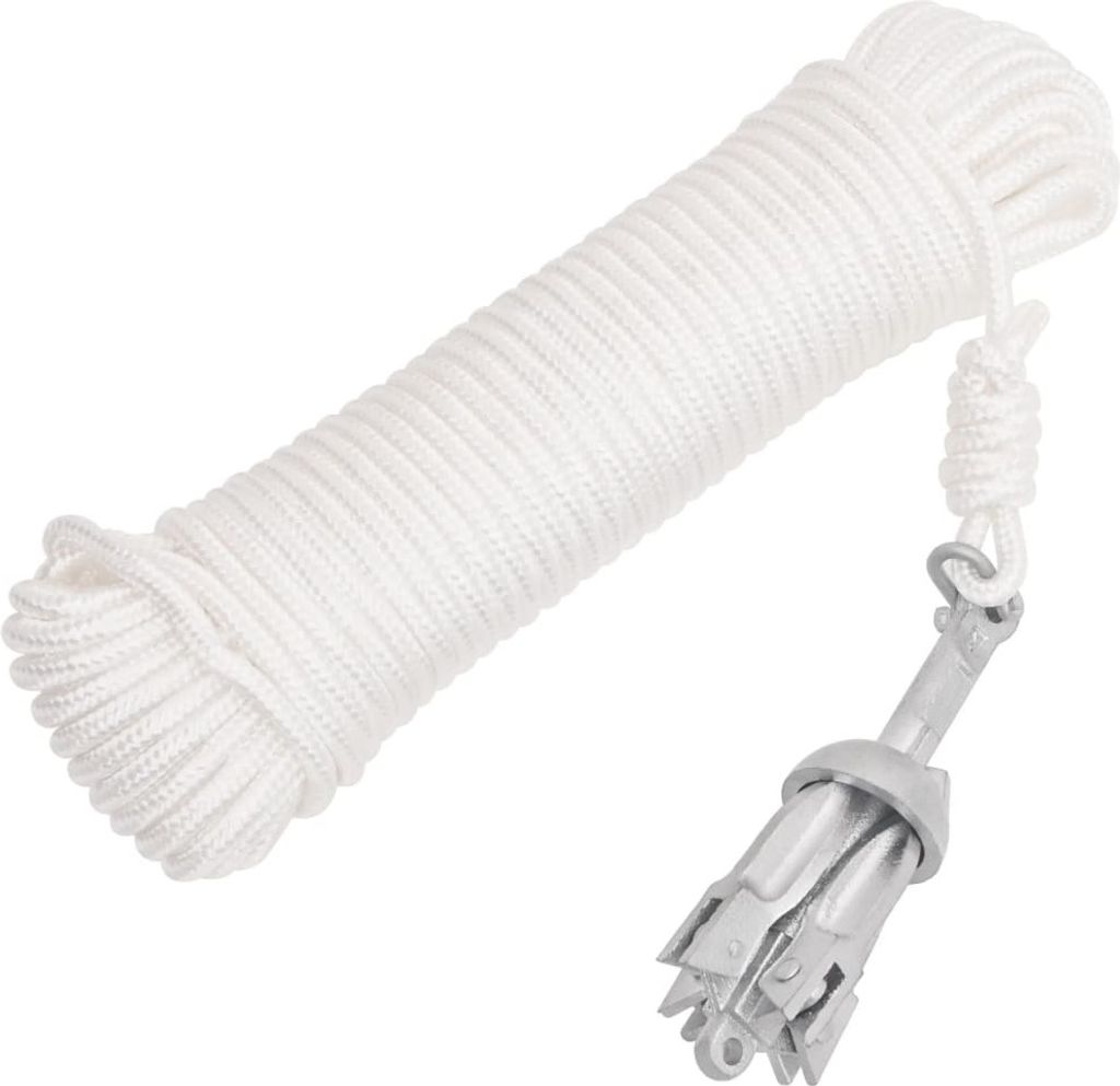 Klappanker mit Seil Silber 0,7 kg Feuerverzinktes Gusseisen
