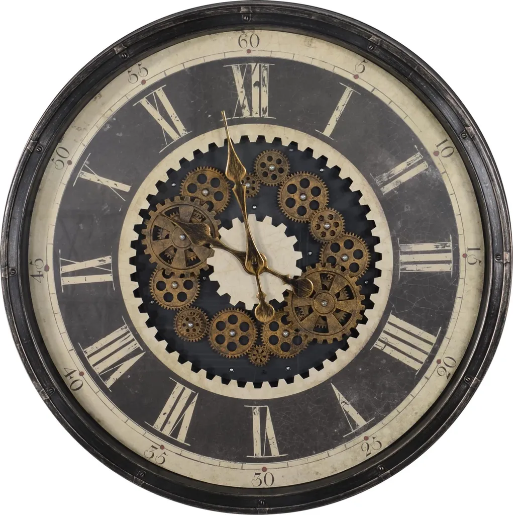 Horloge murale Vintage Ø76 cm en plastique marron style rétro chic
