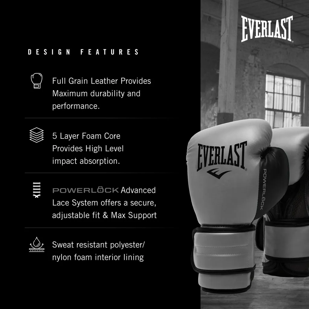 Gants de Boxe Entraînement Everlast Powerlock 2R Noir en Taille 16oz - 3