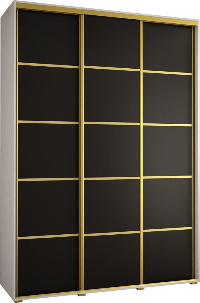 MEBLE KRYSPOL Davos 4 Schrank, drei Türen - 235,2x180x45 cm - Weiß Schwarz Gold