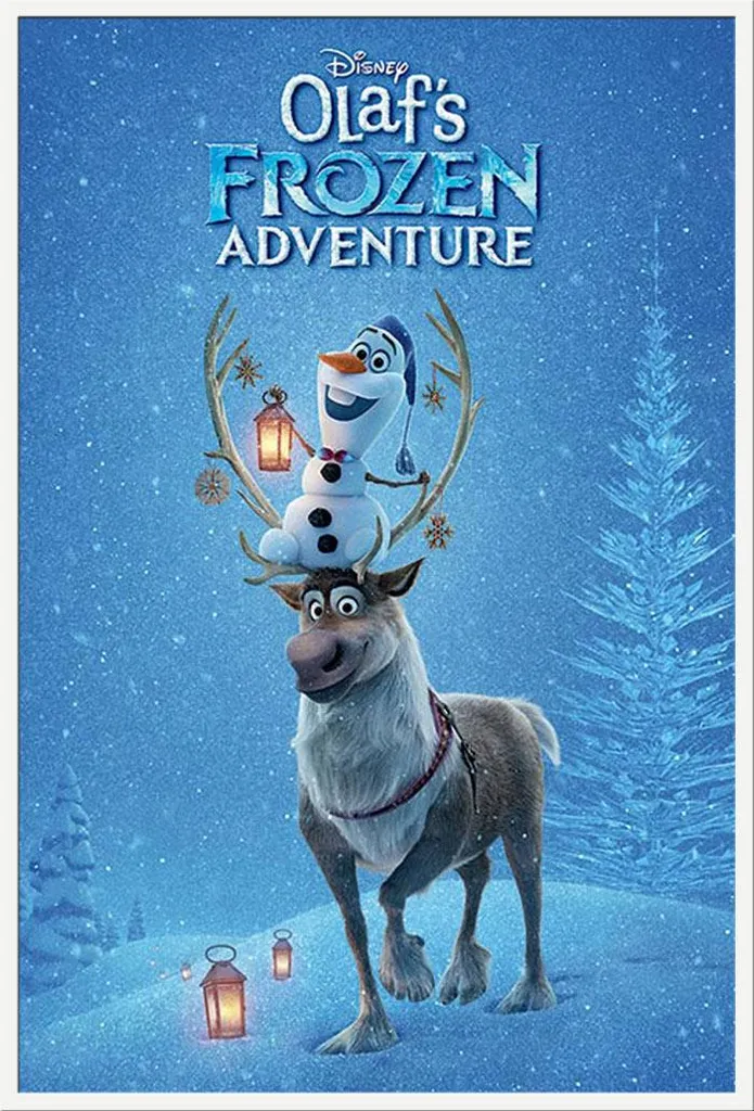 Poster Géant La Reine des Neiges Olaf avec Cadre en Plastique Blanc Shinsuke