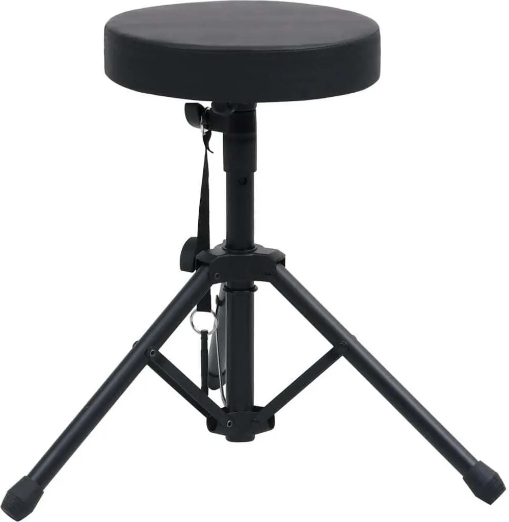 vidaXL Tabouret de batterie réglable noir rond pour musiciens et batteurs