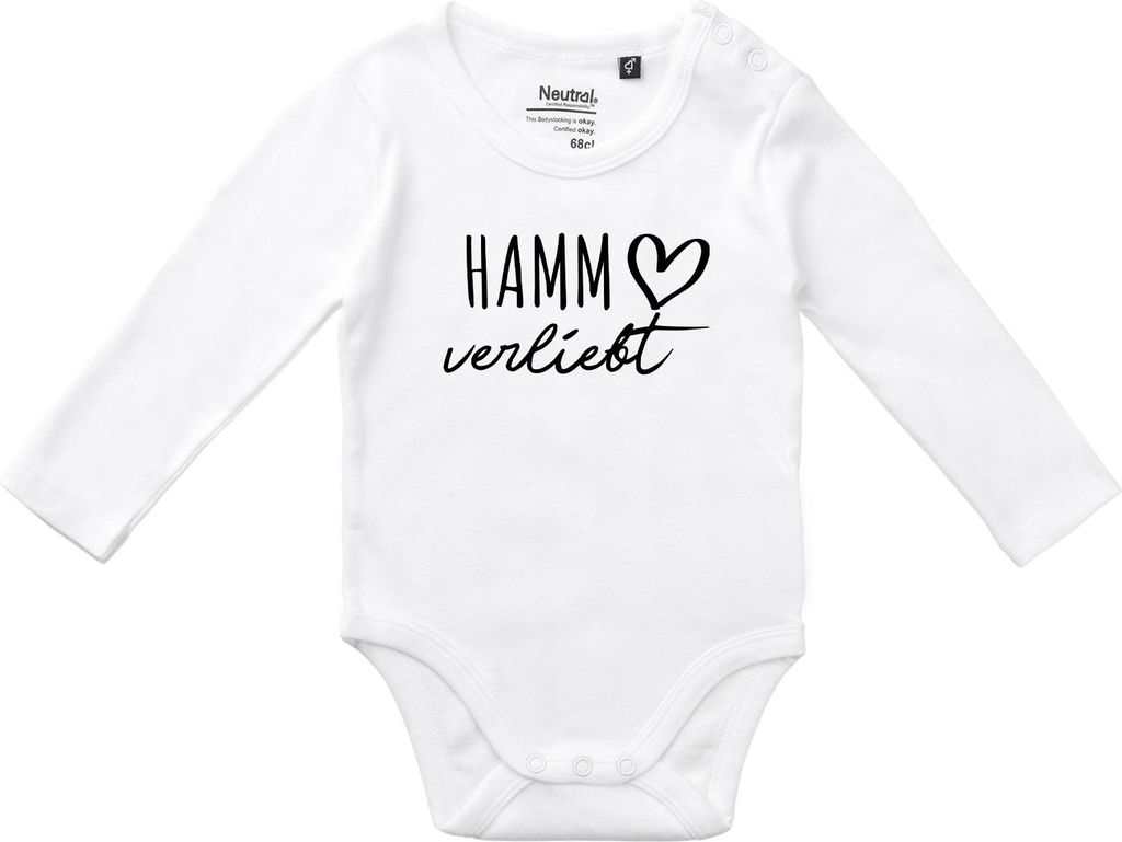 Huuraa Baby Body Hamm verliebt 80 White Baumwolle Fairtrade Langarmbody Geschenkidee