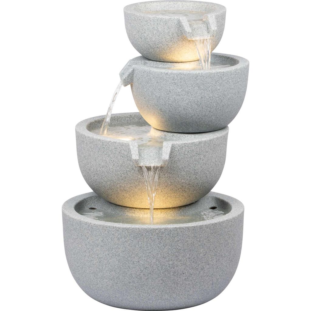 dobar Gartenbrunnen "Rama" 4-stufig mit LED Beleuchtung Produktbild 