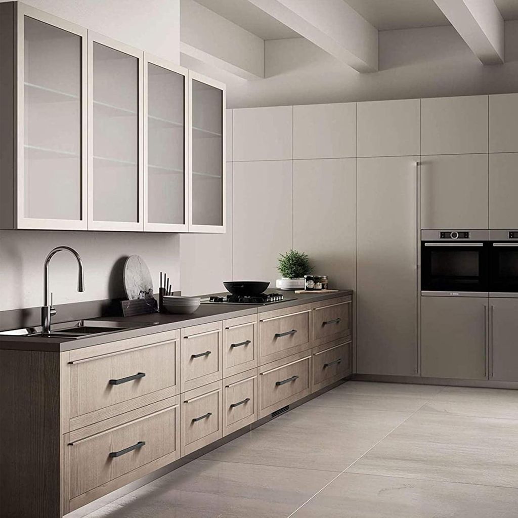 160 mm Matte Schwarze Türgriffe - Set von 10 mit 20 Schrauben - Edelstahl - Moderne Quadratische Möbelgriffe - Küche Büro Schublade Schrank