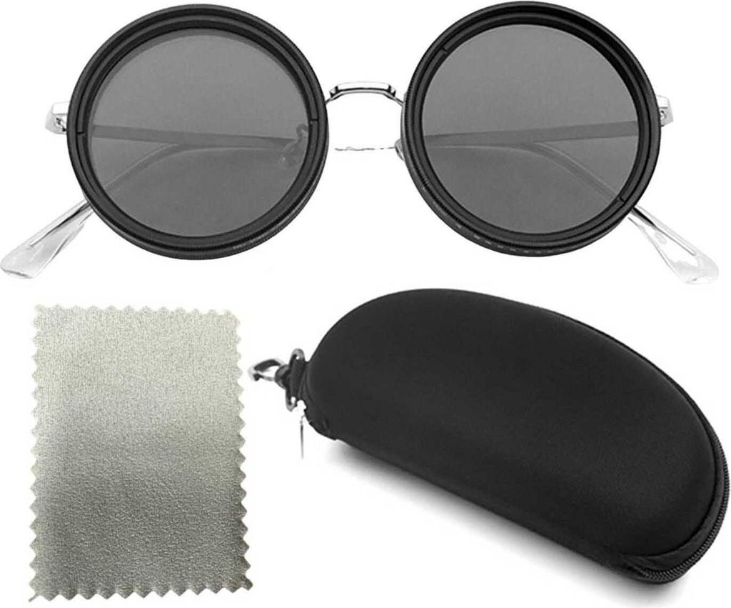 Runde polarisierte Brille mit ND-Filtergläsern, 1–9 Gänge, einstellbare Tönung, Sonnenbrille, UV-Schutz, Herren, Strand, Angeln, Autofahren, R...