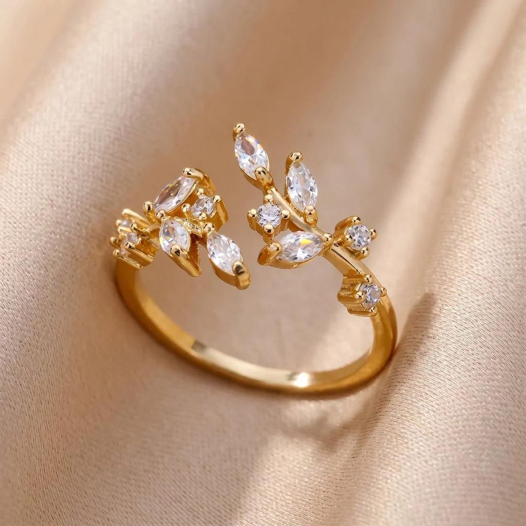 Lundholm Sanna Ring Damen Vergoldet – Verstellbar mit Blatt Produktbild 