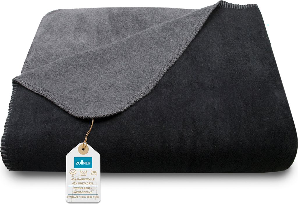 Kuscheldecke in Wendeoptik, 150x200 cm, schwarz-grau Produktbild 