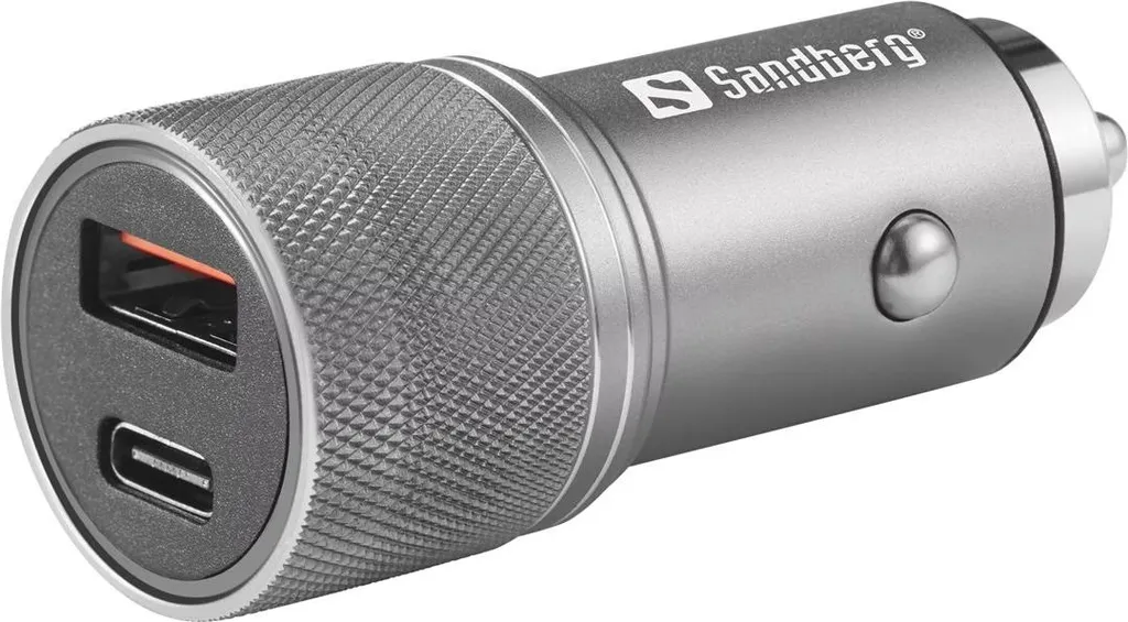 Adattatore Auto Sandberg 48W USB-C PD e QC 3.0 - Design in Alluminio