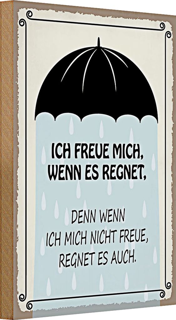 Holzschild Spruch 20x30cm ich freue mich wenn es regnet Produktbild 