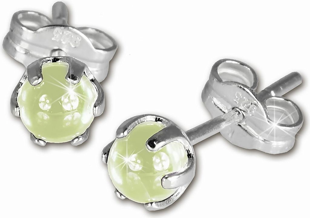 SilberDream Ohrstecker für Damen 925 Silber grün Kugel Ohrringe 4mm SDO533L