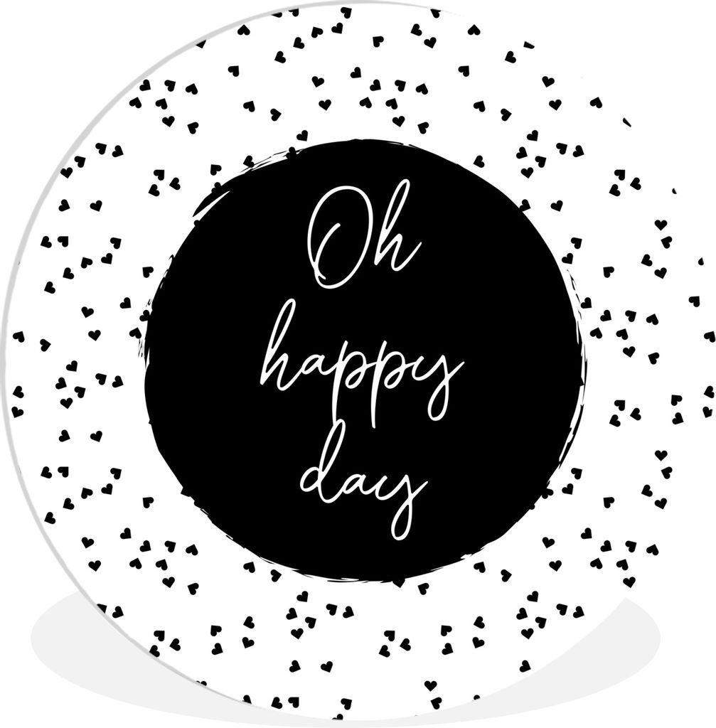 MuchoWow Rundes Wandbild - Runde Bilder Zitate - Text - Oh happy day - Glück Ø 30 cm Kreis Wanddekoration Kunststoff - Wandkreis - Wandschmuck ...