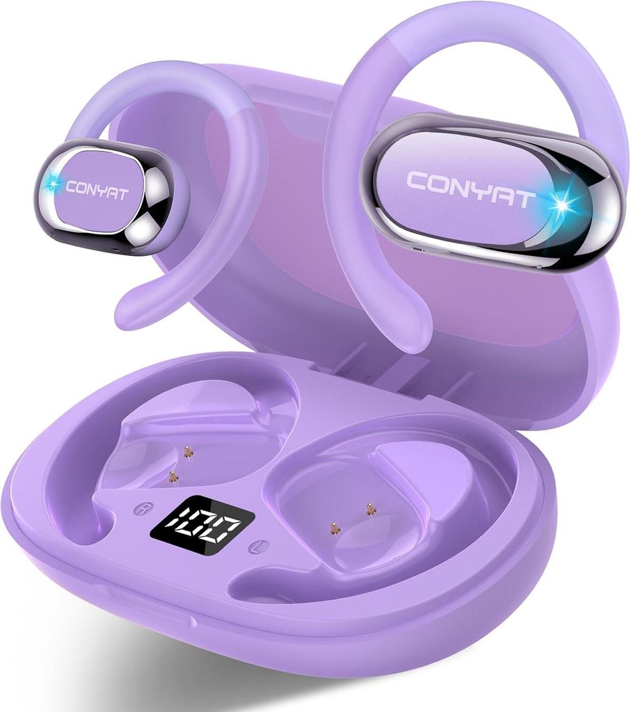 AI Übersetzer Kopfhörer Open Ear, 164 Sprachen, 6 Modi, 58h Akku, Bluetooth 5.3, HD-Musik, ENC Mic, IPX7 Wasserdicht, Touch & LED-Display