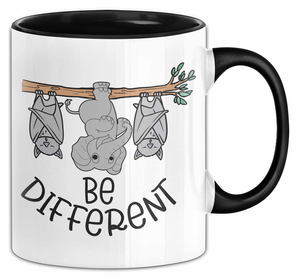 Elefant Tasse Geschenk Für Elefanten-Liebhaber Geschenkidee Be Different (Schwarz)