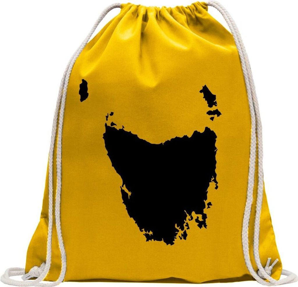 Kiwistar - Turnbeutel - gelb - Tasmania - Australien - State - Fun Rucksack Sport Beutel Gymsack Baumwolle mit Ziehgurt