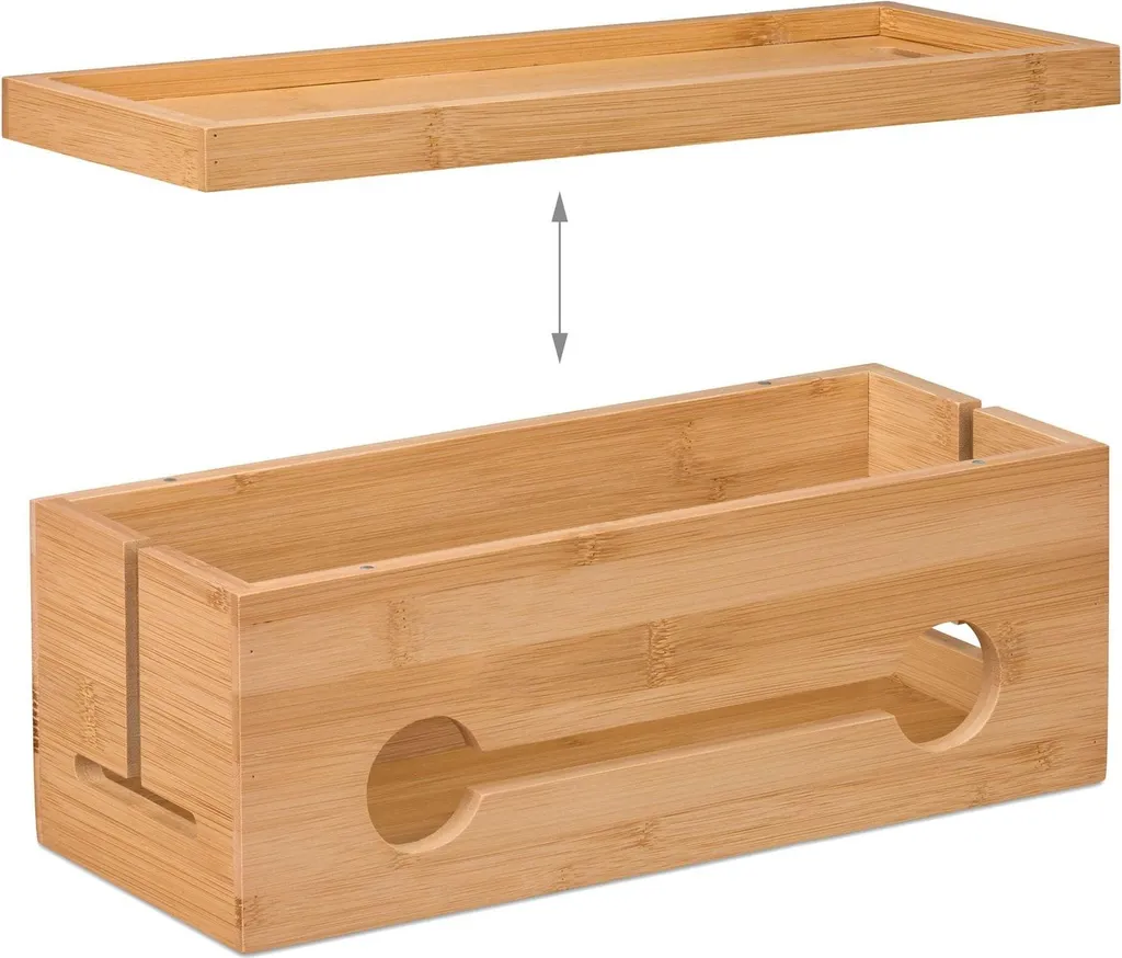 Cache-multiprise en bambou véritable : le rangement câbles design et sobre - 7
