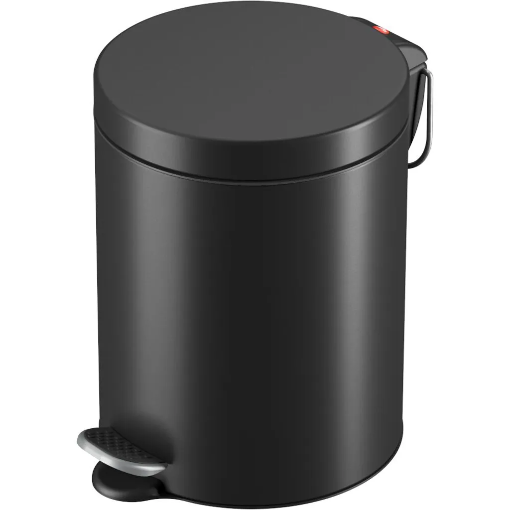 Poubelle à pédale 5L Hailo Selekta ronde noir mat avec seau amovible