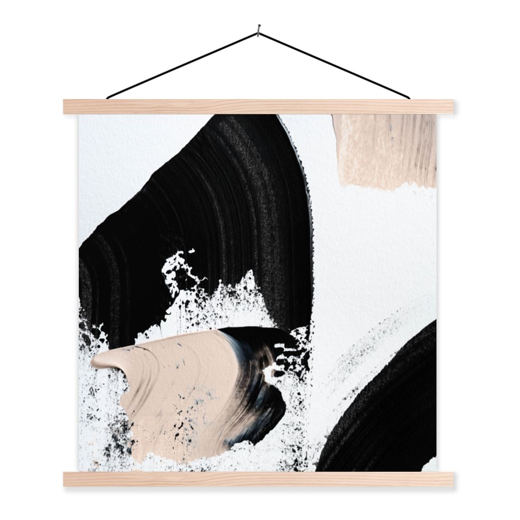 MuchoWow Textilposter Malerei - Abstrakt - Design 120x120 cm mit holzfarbenen Rahmen - Textil-Poster