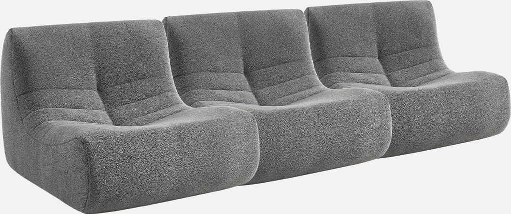 sweeek - 3er-Set modulare 1-Sitzer Sessel mit strukturiertem Bouclé-Bezug - Grau