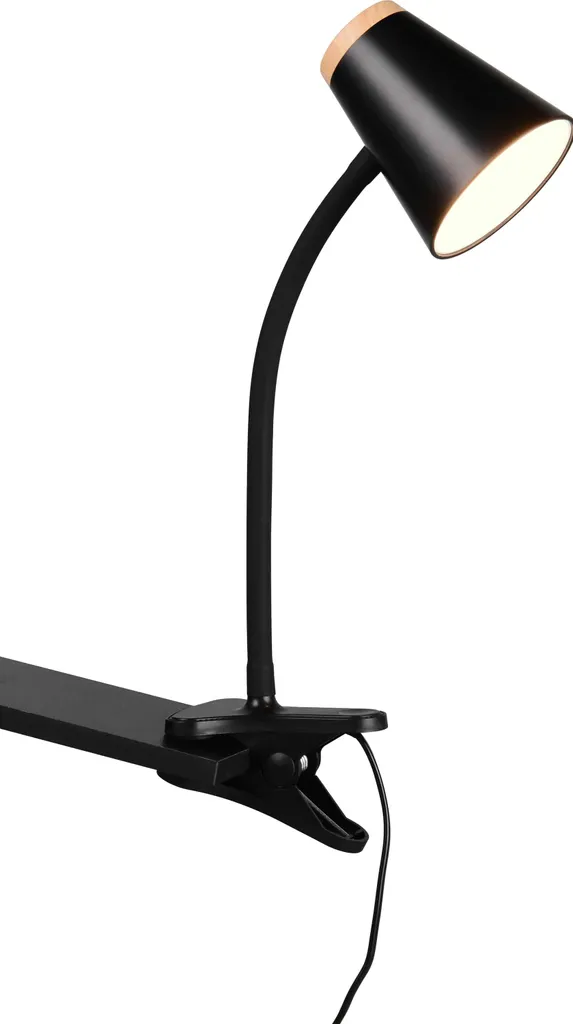 Lampada a Pinza LED Nera Flessibile H 33 cm - Luce Lettura Scrivania