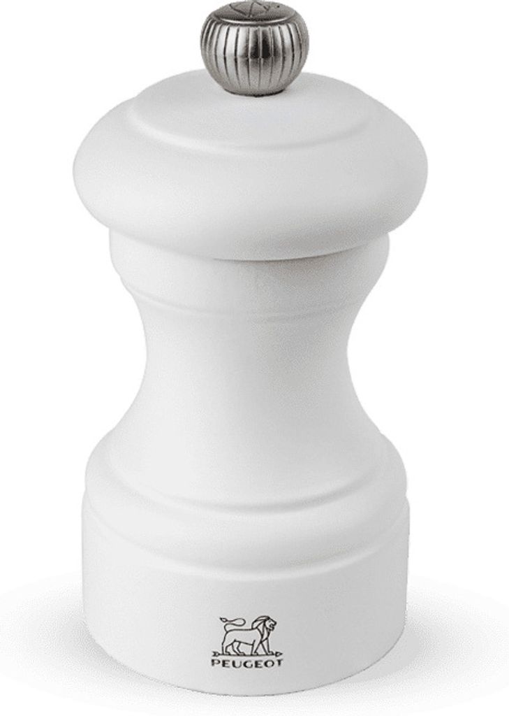 PEUGEOT Pfeffermühle BISTRO 10cm Weiß Matt Buchenholz Stahlmahlwerk Klein