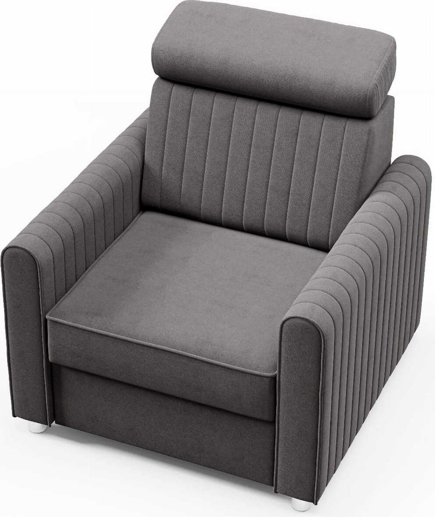 LIKMA Grau Velvet Sessel NELI mit Verstellbarer Kopfstütze TV Relaxsessel Wohnzimmer 85x91x92 cm Fernsehsessel Ergonomisch Loungesessel Moderner R...