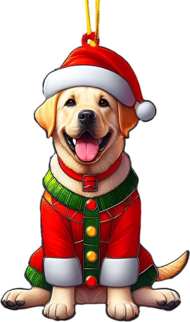 Weihnachtsbaumschmuck aus Acryl, Cartoon-Tier-Anhänger für den Rückspiegel, 2D-flacher Anhänger mit Katze/Hund/Bär/Kaninchen für den Weihnach...