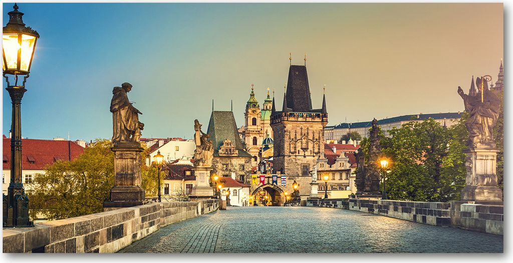 Tulup Leinwandbild -100x50 cm - Wandkunst - Drucke auf Leinwand - Leinwanddruck - Sehenswürdigkeiten & Architektur - Mehrfarbig - Prag Brücke