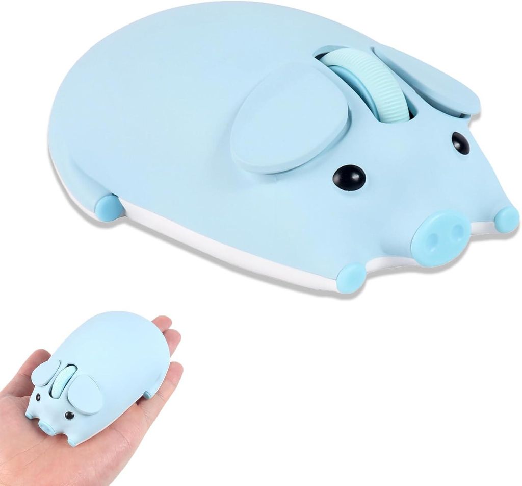 Kabellose Maus, Niedliche Schweinchenform, (2,4 GHz + Bluetooth)Tragbar Leicht 3-Tasten 1200 DPI Batteriebetrieben Geschenk für Kinder Jungen Mäd...