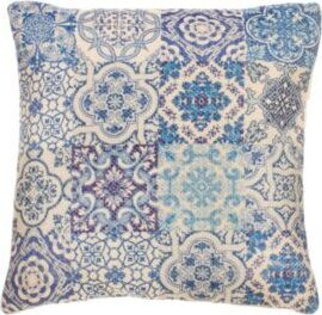 Mediterranes Dekokissen blauer Fliese - Sass & Belle