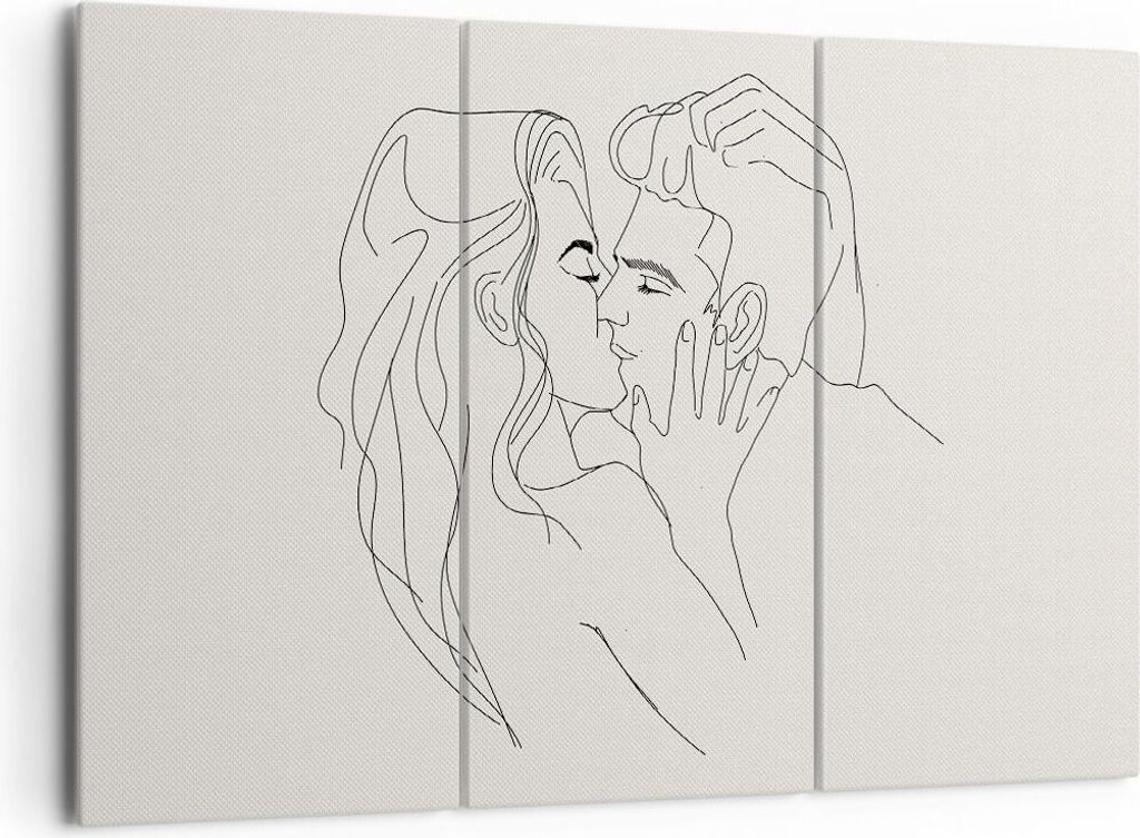 Bild auf Leinwand - Leinwandbild - 3 Teile - Art. Linie Kuss - 165x110cm - Wand Bild - Wanddeko - Wandbilder - Leinwanddruck - Bilder - Wanddekorat...